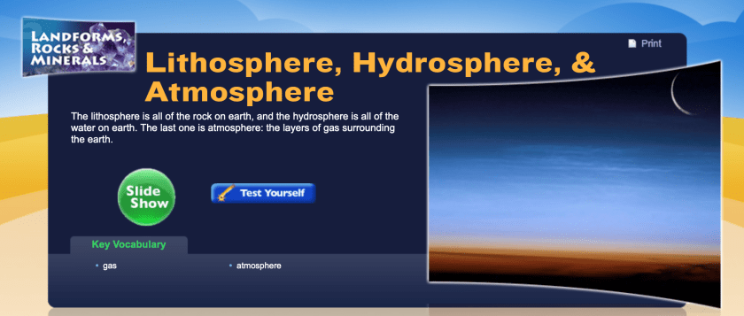 Study Jams Lithosphere, hydrosphere, and atmosphere