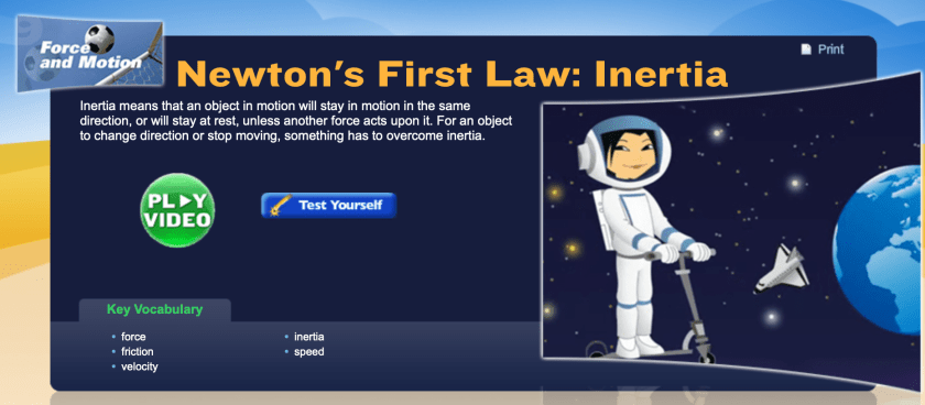 Newton's first law: inertia